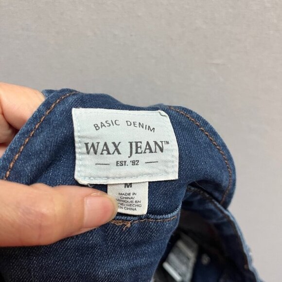 Wax Jean distressed frayed slim denim jean overalls Sz M - Picture 5 of 8